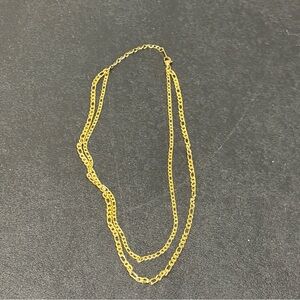 Elegant Double Gold Chain Necklace, 17”